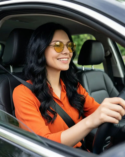 Oval Metal Anti-Glare Anti-High Beam Driving Glasses OP1145